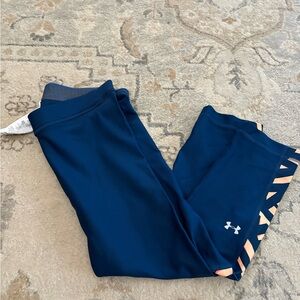 Under Armour Blue Leggings with Peach Highlights